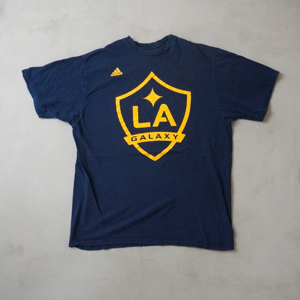 Adidas LA Galaxy T-Shirt XL Mens Navy Blue MLS Soccer Graphic The Go-To Tee